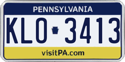 PA license plate KLO3413