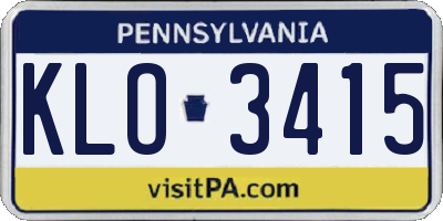 PA license plate KLO3415