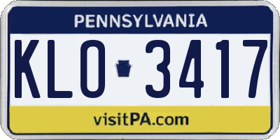 PA license plate KLO3417