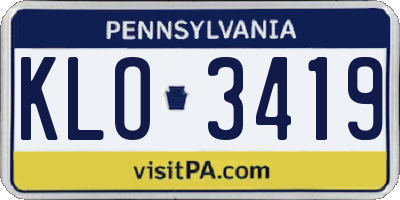 PA license plate KLO3419