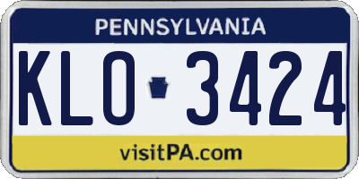 PA license plate KLO3424