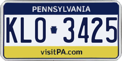 PA license plate KLO3425