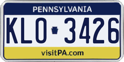 PA license plate KLO3426