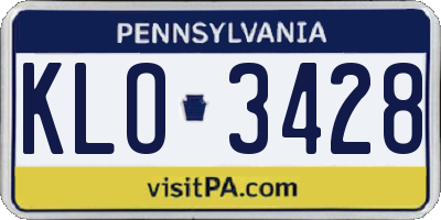 PA license plate KLO3428