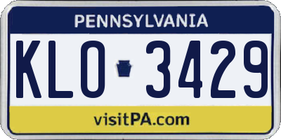 PA license plate KLO3429
