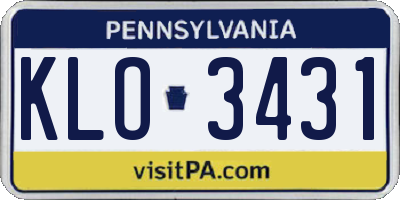 PA license plate KLO3431