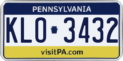 PA license plate KLO3432