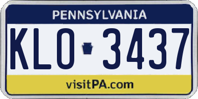 PA license plate KLO3437
