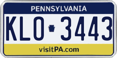 PA license plate KLO3443