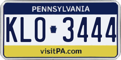 PA license plate KLO3444