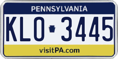 PA license plate KLO3445