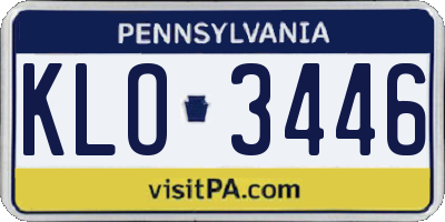PA license plate KLO3446