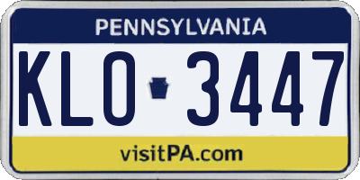 PA license plate KLO3447