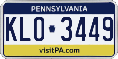 PA license plate KLO3449