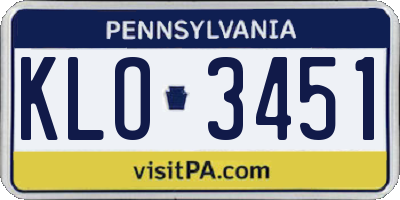 PA license plate KLO3451