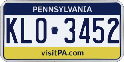 PA license plate KLO3452