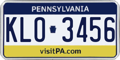 PA license plate KLO3456