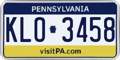 PA license plate KLO3458