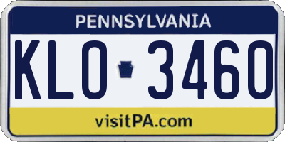 PA license plate KLO3460