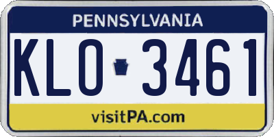 PA license plate KLO3461