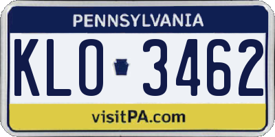 PA license plate KLO3462