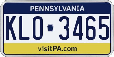 PA license plate KLO3465
