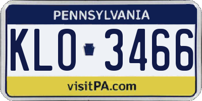 PA license plate KLO3466
