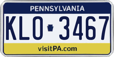 PA license plate KLO3467