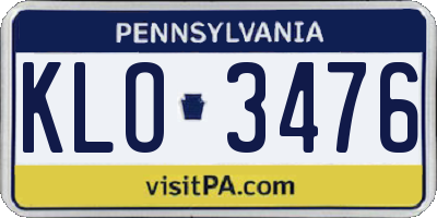 PA license plate KLO3476