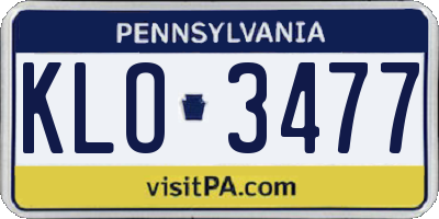 PA license plate KLO3477