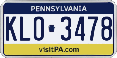 PA license plate KLO3478