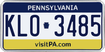 PA license plate KLO3485