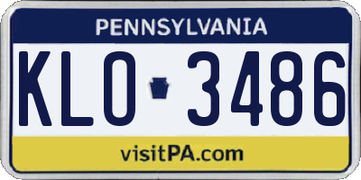 PA license plate KLO3486