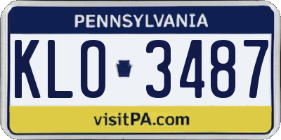 PA license plate KLO3487