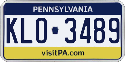 PA license plate KLO3489