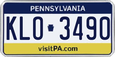 PA license plate KLO3490