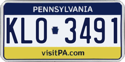 PA license plate KLO3491