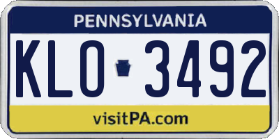 PA license plate KLO3492