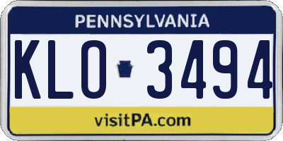 PA license plate KLO3494