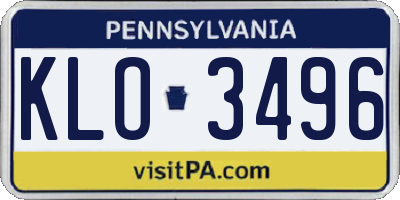 PA license plate KLO3496