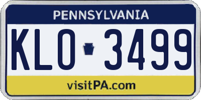PA license plate KLO3499