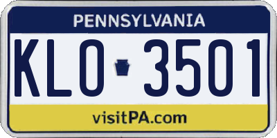 PA license plate KLO3501