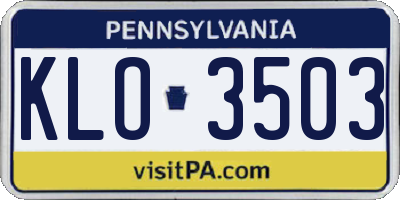 PA license plate KLO3503