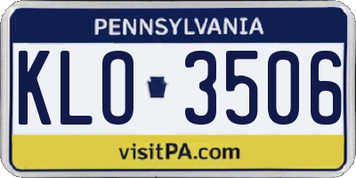 PA license plate KLO3506