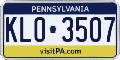 PA license plate KLO3507
