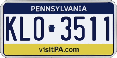 PA license plate KLO3511