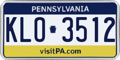 PA license plate KLO3512