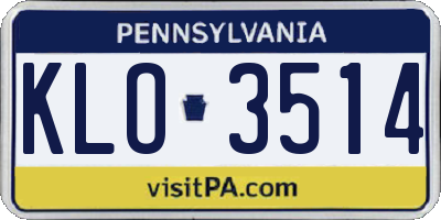 PA license plate KLO3514