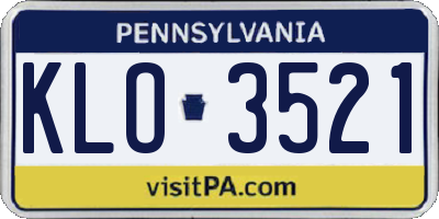 PA license plate KLO3521