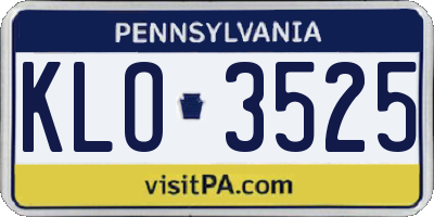 PA license plate KLO3525